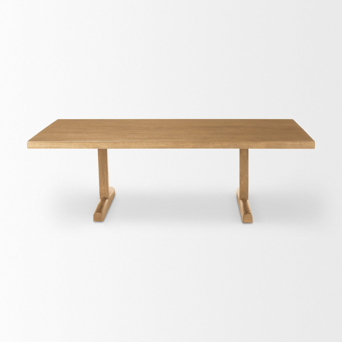 HMS 55 Traditional Double Pedestal Coffee Table Durable Solid Oak Wood with Metal for Indoor Living Room Use
