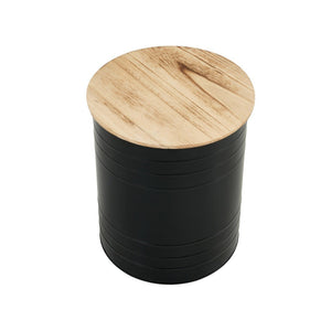 Farmhouse Rustic Distressed Metal Accent Cocktail Table with Wood Top-BLK Set of 2