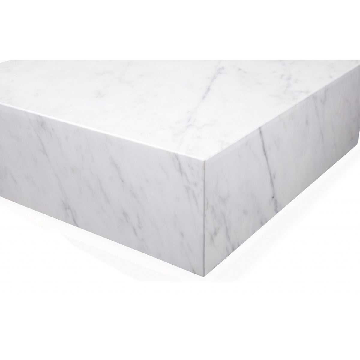 HMS 35 White Genuine Marble and Brass Square Coffee Table