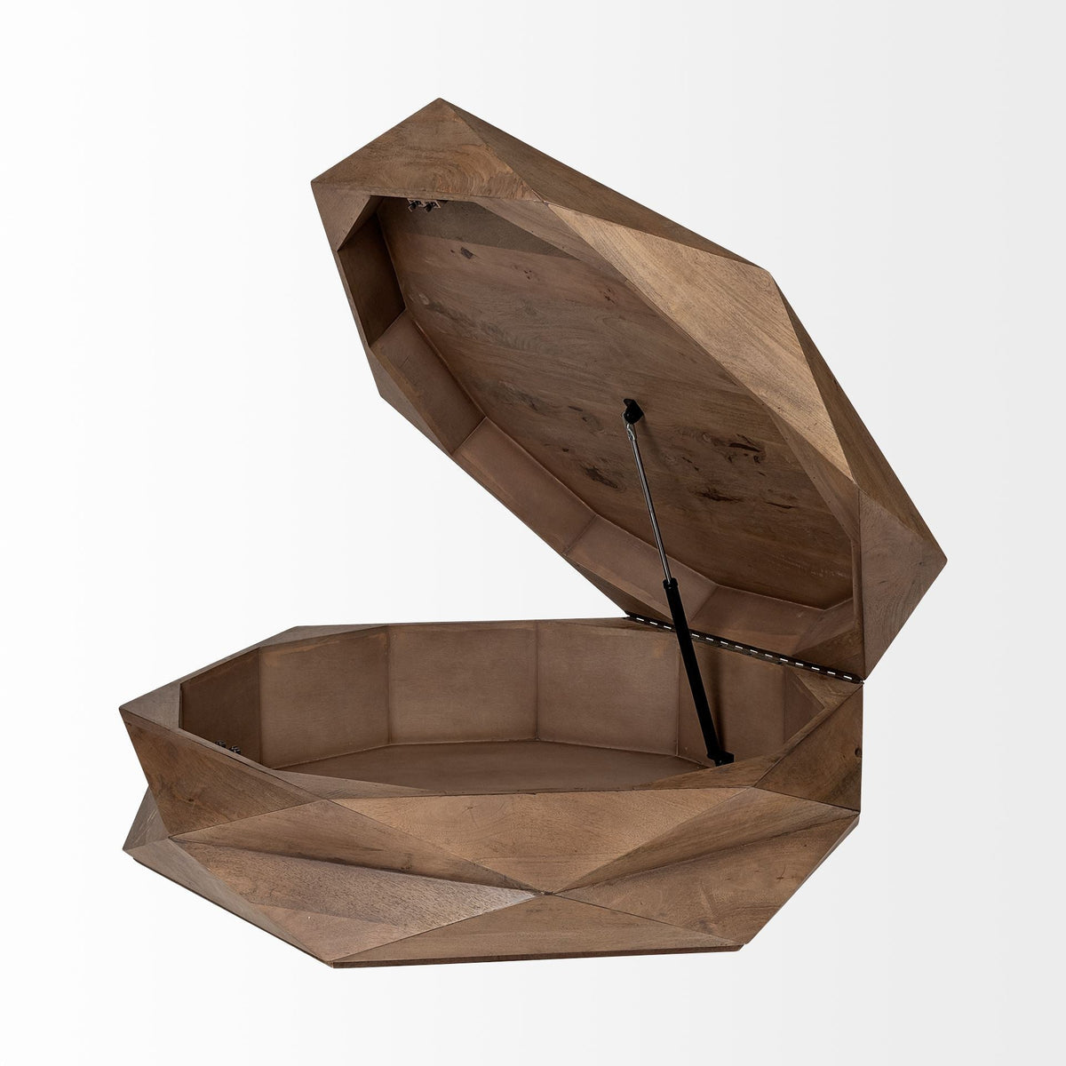 HMS 48\" Brown Wood Hexagon Coffee Table Minimalist Design Living Room Furniture with Oak Metal Marble for Home Office Use