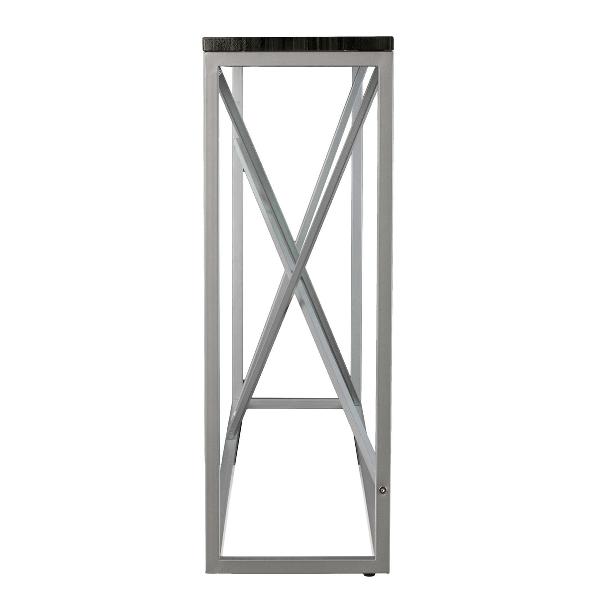 hms 52" Black and Silver Faux Stone Frame Console Table