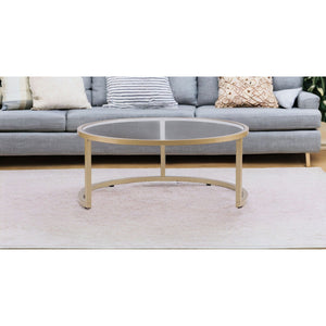 HMS Convertible Gold Glass Round Nested Coffee Tables Farmhouse Style Living Room Furniture for Tea or Coffee