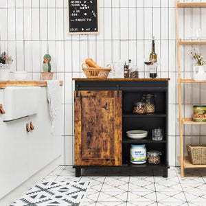 Industrial Sliding Barn Door Storage Cabinet for Living Room