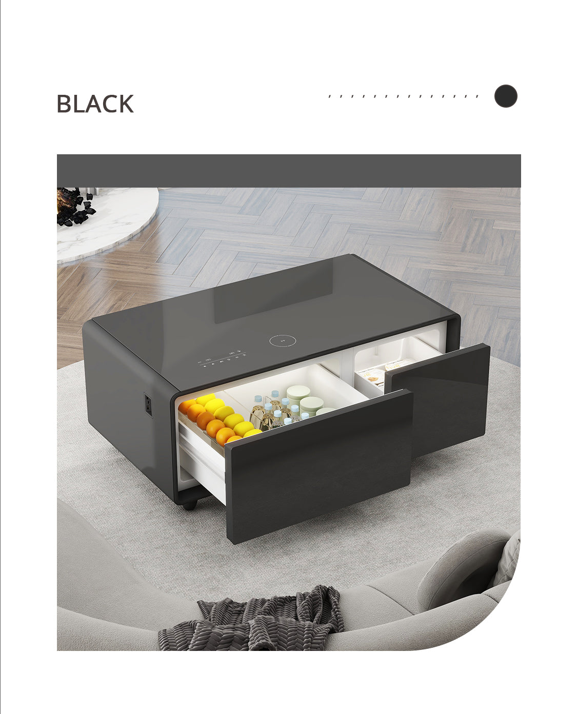 Luxury Living Room Furniture Smart Bedside Coffee Table Modern Fridge Tables with USB Wireless Charging