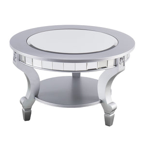HMS 29-Silver Mirrored Round Coffee Table with Metal Elegant and Stylish Design