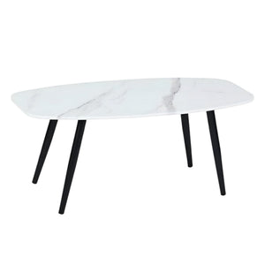 HMS 43\" Coffee Table in White and Black Faux Marble with Steel Stylish and Durable