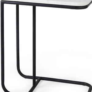 HMS 23\" Black and White Marble Console Table with Metal C Elegant End Table