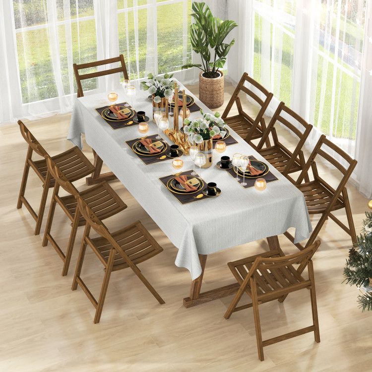 Set of 2 Folding Dining Chairs with Rubber Wood Frame and Slatted Seat for Living Room Use