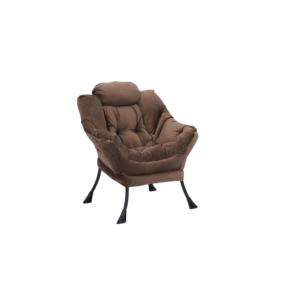 Living Room Chairs Modern Cotton Fabric Lazy Chair, Accent Contemporary Lounge Chair, Single Steel Frame Leisure Sofa Chair
