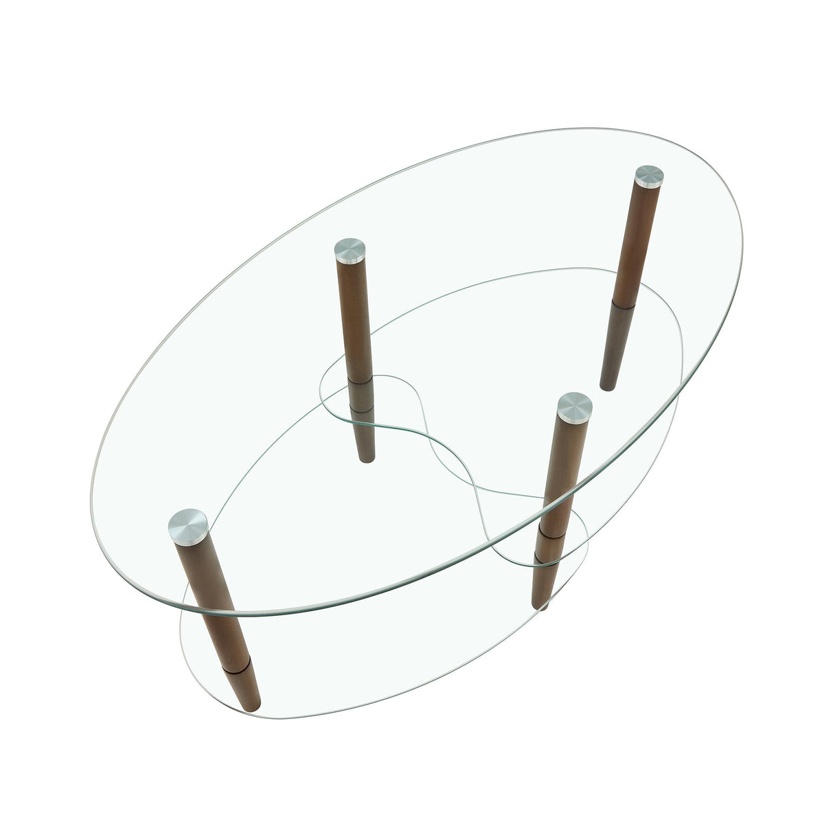 Transparent Oval Brown Tempered Glass Console Tables Three Layer Tea Table for Living Room Furniture
