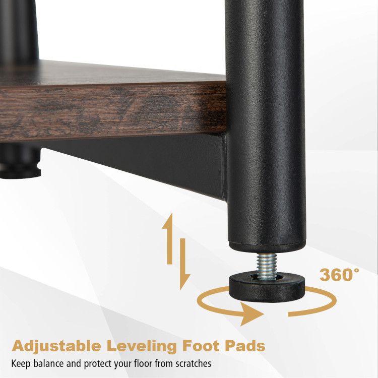Adjustable 3-Tier Industrial Side Table with Mesh Shelf for Coffee Tables