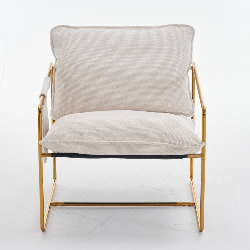 Modern Furniture Two-piece Living Room Chair, Cushioned Hanging Armchair, Metal Frame with Armrest Pocket