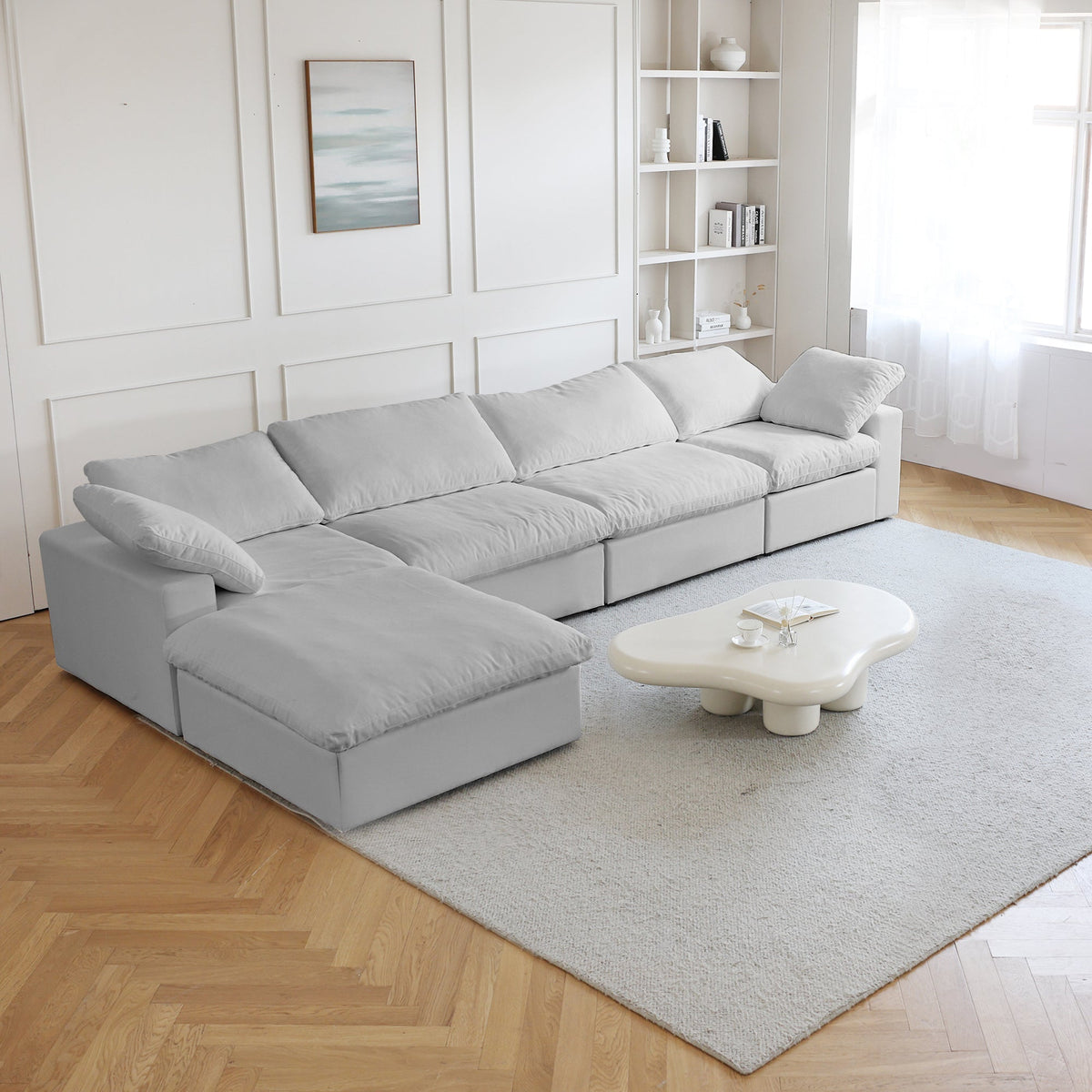 ATUNUS USA in Stock Drop Shipping Cloud Sofa Living Room Furniture Brown Corduroy Modular Sectional Couch Sofa Set