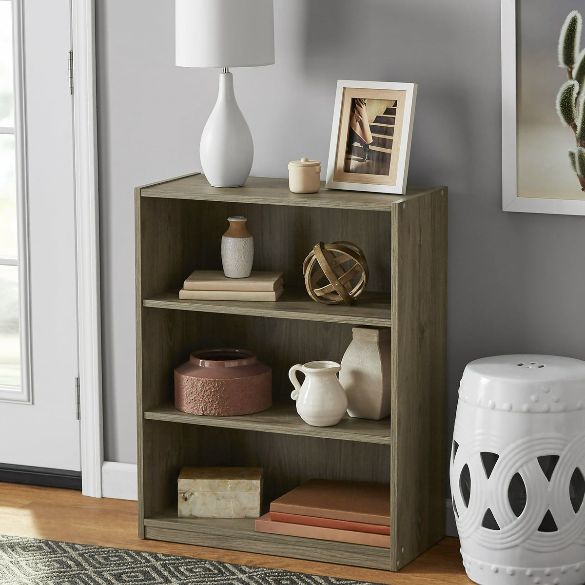 Adjustable 3-Shelf Bookcase with Durable Construction