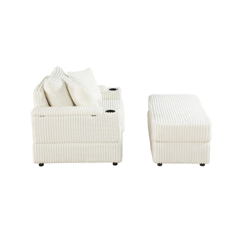 Sofa With 2 Toss Pillows and a Ottoman ,Comfy Sofa- Deep Seat Couch for Living Room