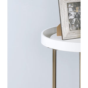 HMS 22\" Round End Table in Copper and White for Living Room Sofas