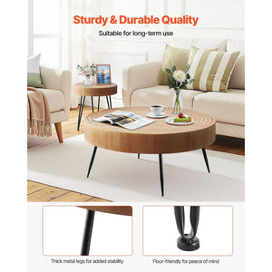 2-Piece Round Coffee Table and End Table Set 31.3 in for Living Room