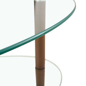 Transparent Oval Brown Tempered Glass Console Tables Three Layer Tea Table for Living Room Furniture