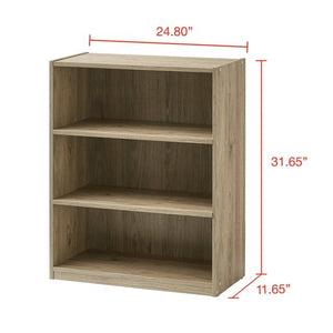 Adjustable 3-Shelf Bookcase with Durable Construction