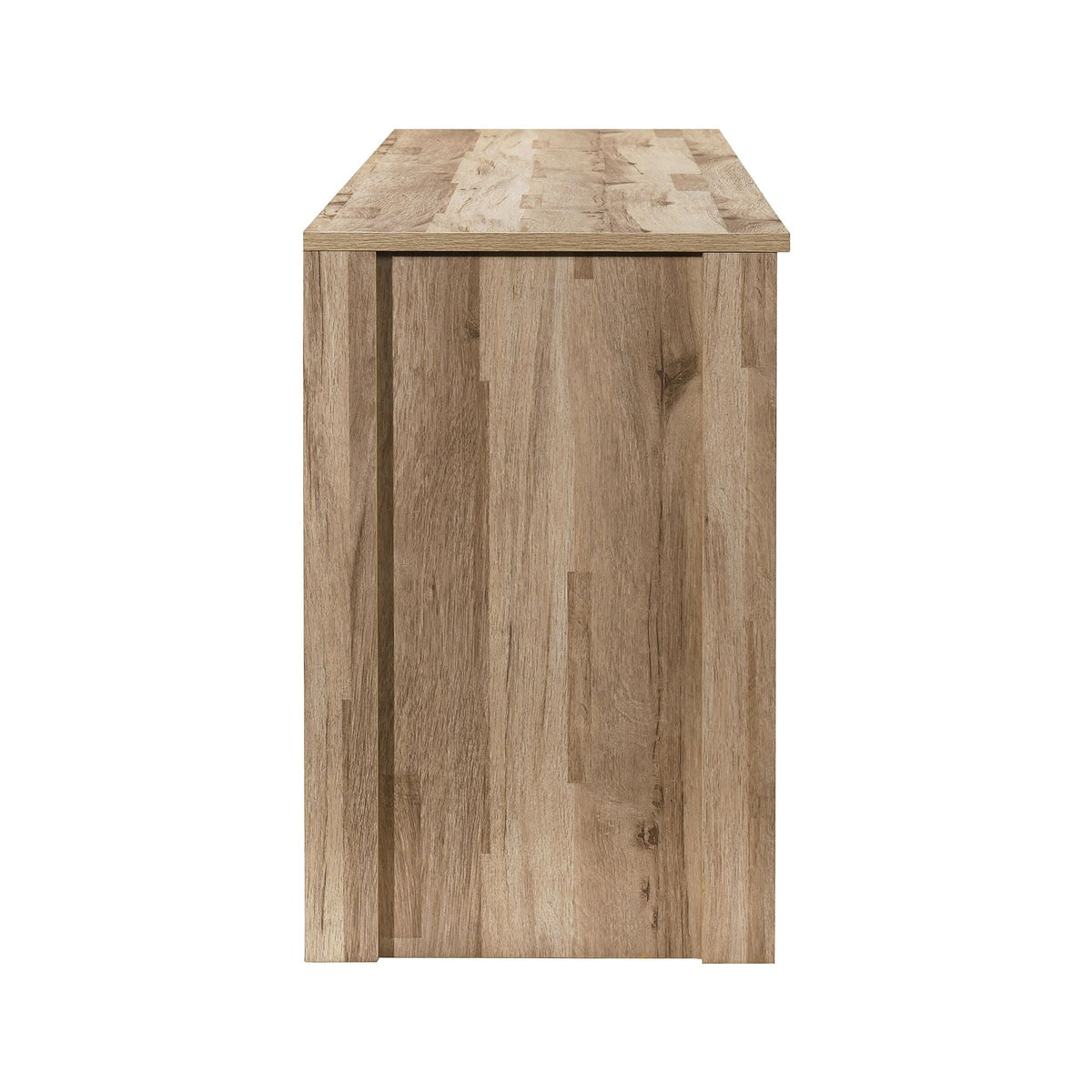 65-Inch Black Oak Wood TV Stand with 6 Storage Shelves