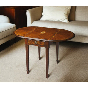 HMS 19\" Brown Wood Oval Coffee Table with Drawer Farmhouse Living Room Tea Table Set Resin Material Home Furniture
