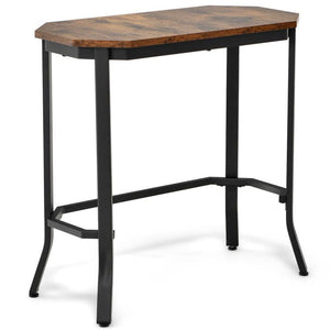 Stable Steel Frame Coffee Table with Rustic Wood Grain Narrow End Table