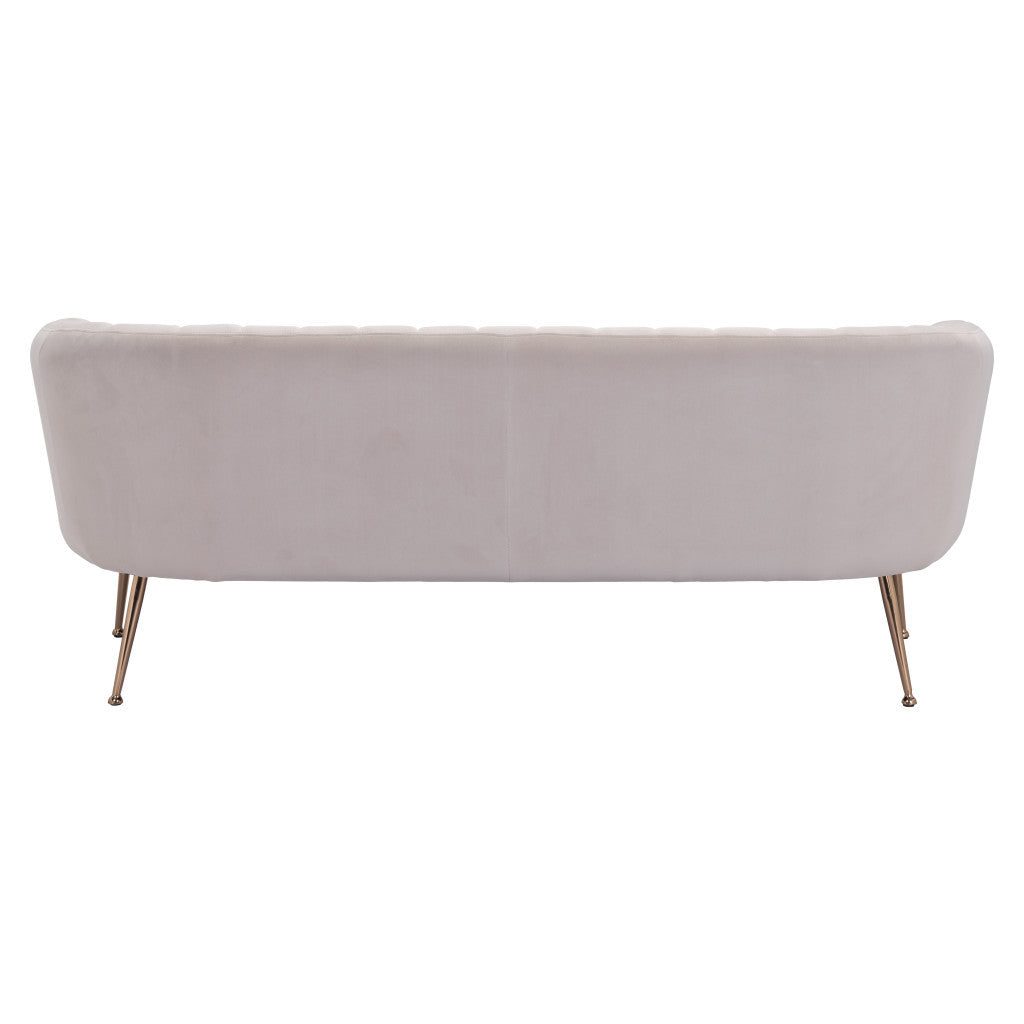 HMS 70 Beige Velvet Chesterfield Sofa Gold Legs Contemporary L-Shape Design Convertible Home Furniture Use Genuine Leather