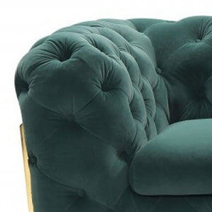 HMS 74 Two-Seater Chesterfield Loveseat Emerald Gold Velvet Sectional Sofa Sponge Filling for Home Furniture Apartment Made PU