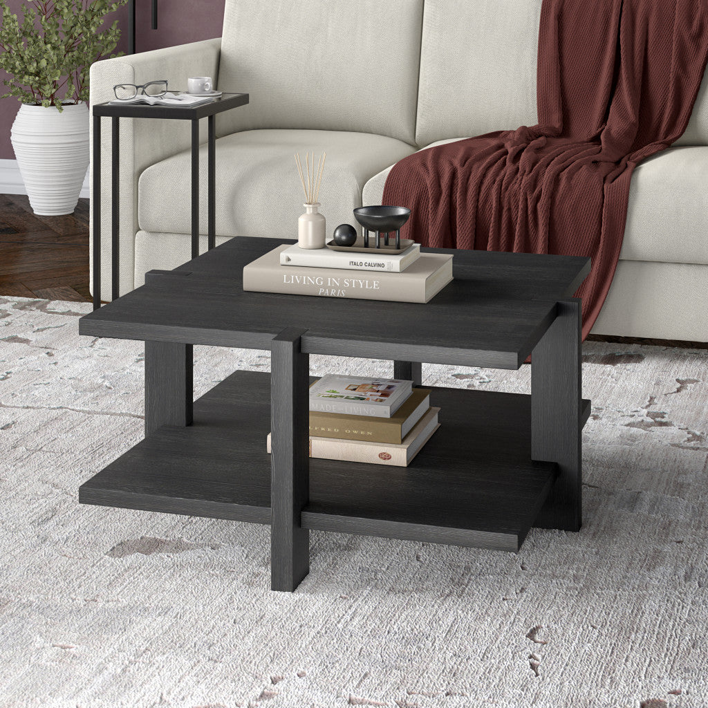 HMS 35 Convertible Gray Square Coffee Table with Shelf for Tea Living Room Furniture with Storage Home Furniture
