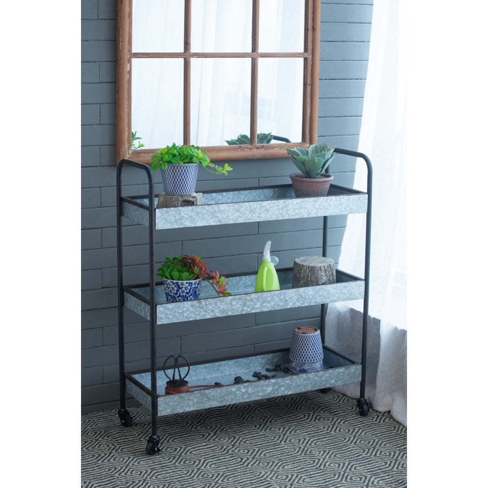 35x12.5x40" Homestead Galvanized Shelf Display 3-tier