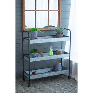 35x12.5x40" Homestead Galvanized Shelf Display 3-tier