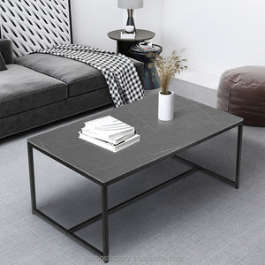 US Free Shipping Modern Living Room Center Furniture Coffee Table Marble Pattern Tea Table with Open Storage