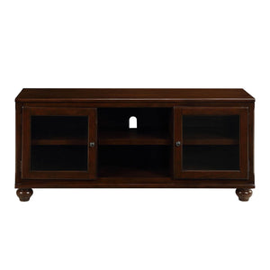 HMS 58\" Brown Wood and Glass TV Stand with Enclosed and Open Storage for Home Entertainment