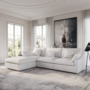 ATUNUS USA in Stock Drop Shipping Chenille Linen Mix Fabric Living Room Nordic Cloud White Modular Sectional Couch Sofa Set