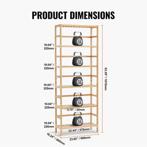 6-Tier Bamboo Ladder Bookcase Rectangle Storage Rack Bookshelf Eco-Friendly and Stylish Bookcase