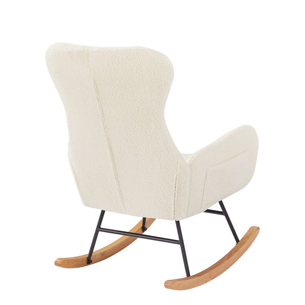 White Teddy Fabric Rocking Chair