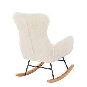White Teddy Fabric Rocking Chair