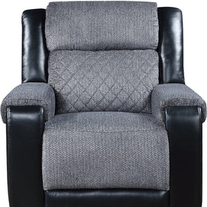39" Manual Recliner in Black and Gray Fabric and Faux Leather Combination