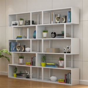 YQ FOREVER Modern Wooden Bookshelves Corner Desk Bookcase Combination Wood MDF Display Rack