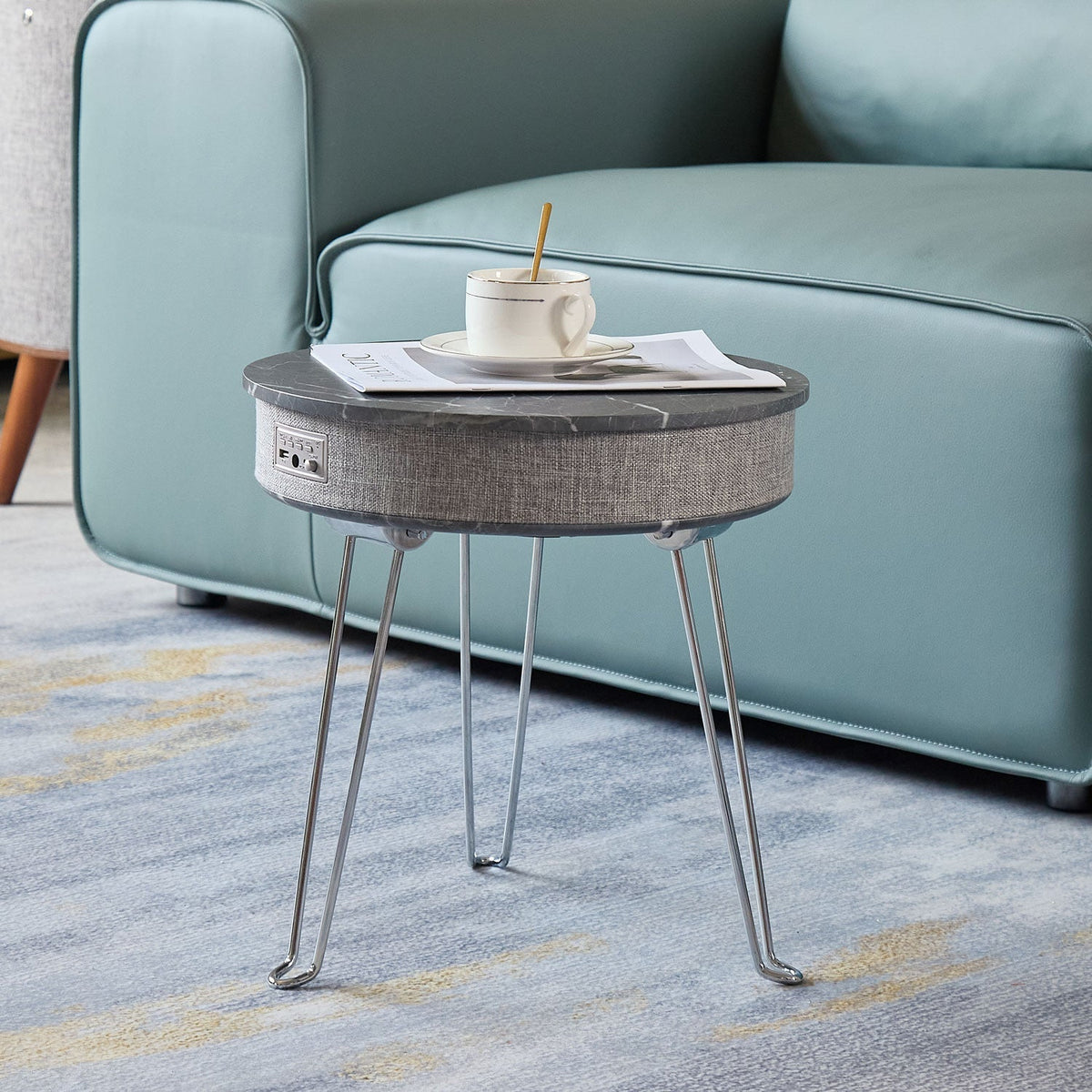 Scandinavian Style Smart Music Coffee Table Multi-Functional Wireless Charging Bluetooth Audio Foldable Small Side Living Room