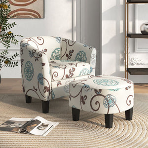 Modern 2-Piece Accent Tub Chair and Ottoman Set Fabric Upholstered for Living Room