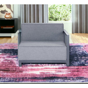 HMS 37 Gray Linen Arm Accent Chair with Modern Design Metal Legs for Home Office Living Room Bedroom or Apartment Use