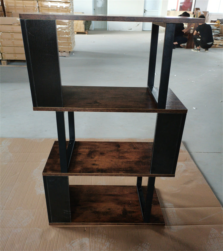 YQ FOREVER Modern Wooden Bookshelves Corner Desk Bookcase Combination Wood MDF Display Rack