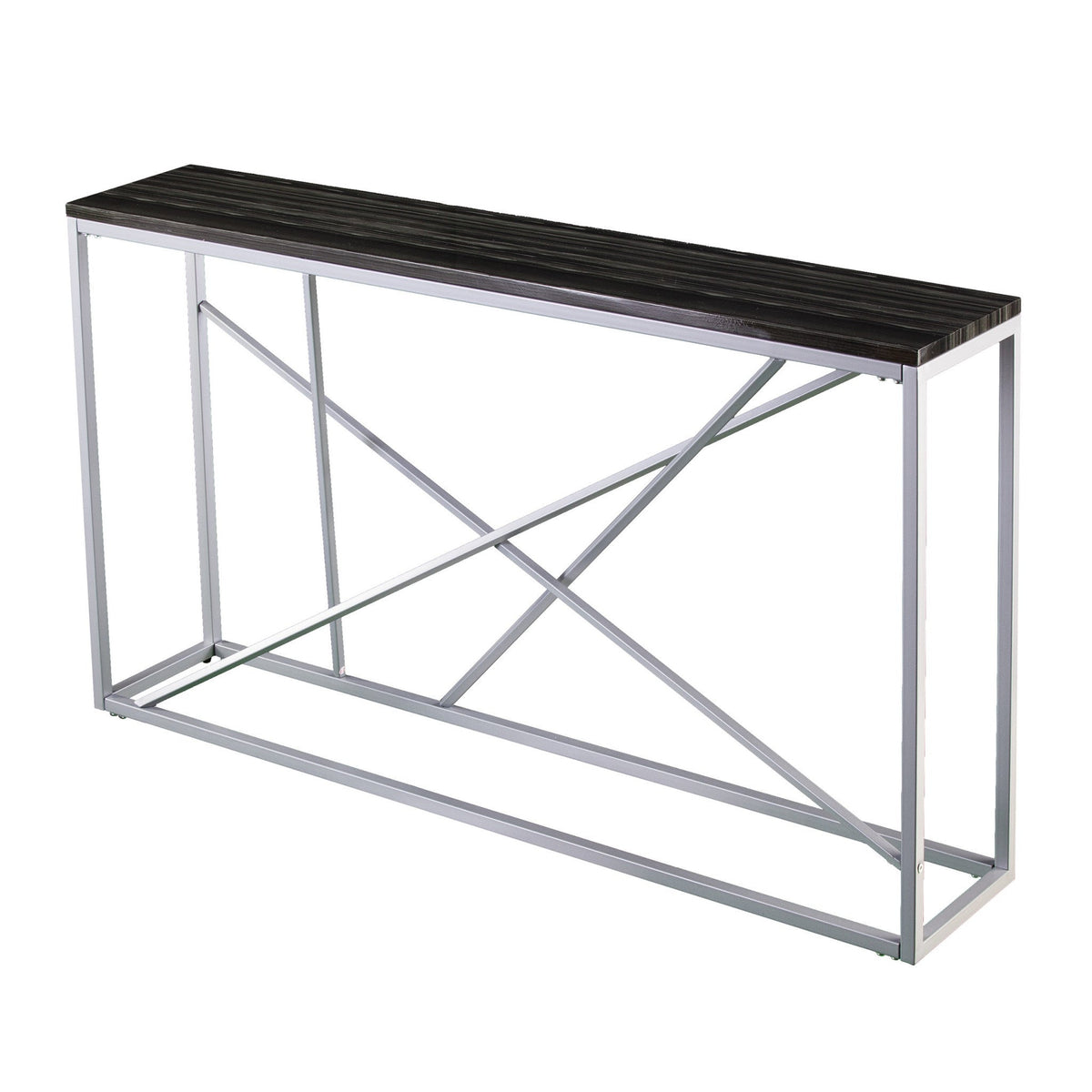 hms 52" Black and Silver Faux Stone Frame Console Table
