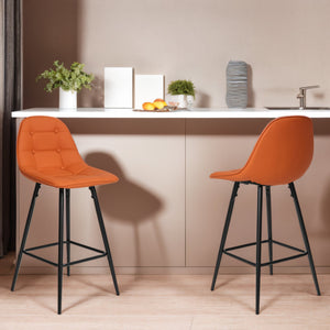 Counter Stools,Set of 2 Bar Stools with Back and Footrest, Modern Metal Counter Height Barstools for Kitchen Home Bar