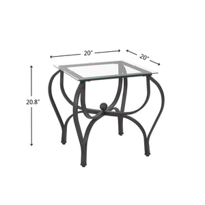 3-Piece Tempered Glass Coffee Table Set White Icon with 1 Coffee Table & 2 End Side Table for Living Room