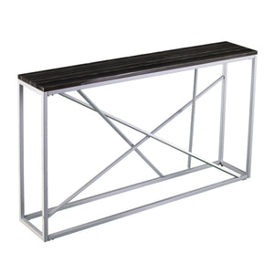 hms 52" Black and Silver Faux Stone Frame Console Table