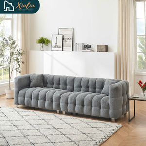 Free Shipping 102-Inch Pink Teddy Fleece Sofa for Living Room, Bedroom, or Apartment - Includes Two Chic Throw Pillows