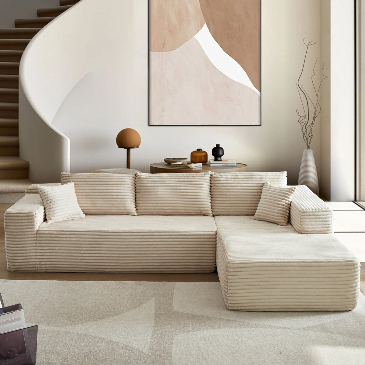 TikTok Popular 107 Inch Fluffy Cloud Sofa Sectional L Shape with Chaise Oversized Modular Corner Couch