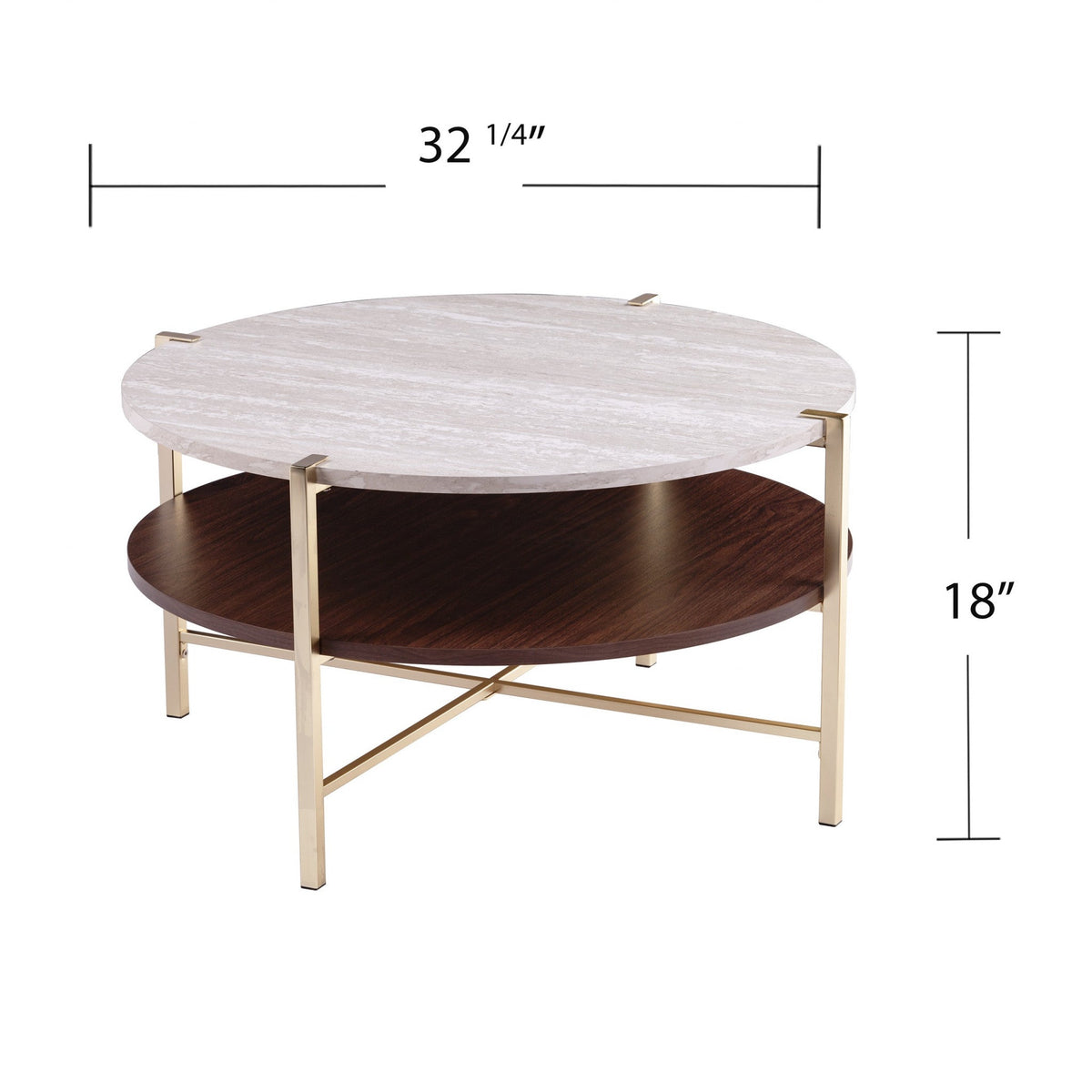 HMS 33 Solid Brass Coffee Table Handmade Wood and Metal Round Design